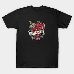 I Love Bacon | Bacon Heart Tattoo T-Shirt